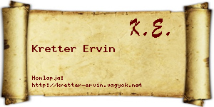 Kretter Ervin névjegykártya